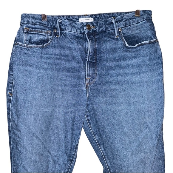GOOD AMERICAN Good Icon Straight Leg Cropped Denim Jeans Blue Plus Size 14/32 - Picture 3 of 11